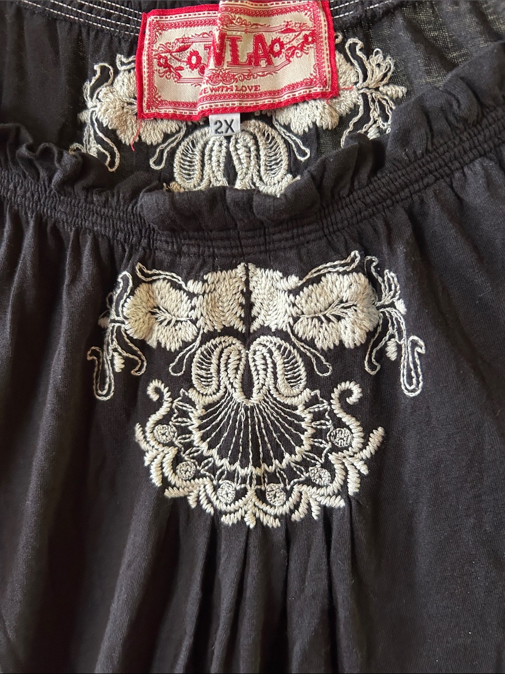 Johnny Was JWLA Black Embroidered Boho Tunic Dress Sz 2X - Picture 5 of 6